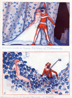 Jaquelux 1926 "Les Amours Célèbres" The Famous Lovers, Pélléas & Mélissande, Roméo & Juliette
