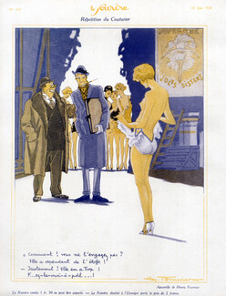 Henry Fournier 1926 "Répétition chez le Couturier" Model, Art Modeling, Rehearsal at the Fashion Design