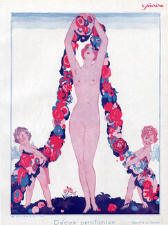 Albert Chazelle 1926 Spring Decoration, Flowers, Nude
