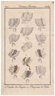 Le Journal des Dames et des Modes 1810 Costume Parisien N°1084 Hats