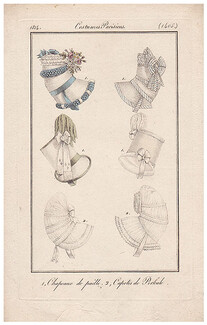 Le Journal des Dames et des Modes 1814 Costume Parisien N°1405 Hats