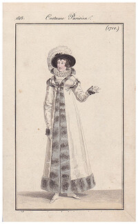 Le Journal des Dames et des Modes 1818 Costume Parisien N°1710
