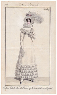 Le Journal des Dames et des Modes 1818 Costume Parisien N°1728