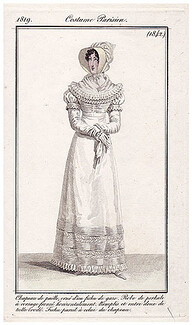 Le Journal des Dames et des Modes 1819 Costume Parisien N°1842