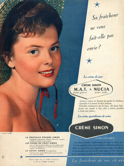 Crème Simon (Cosmetics) 1952 Christine Carere Portrait