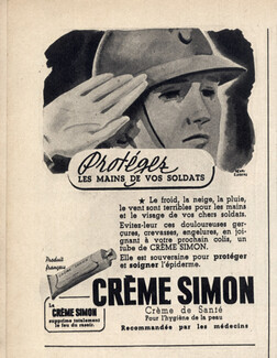Crème Simon (Cosmetics) 1939 Henri Sjoberg, Soldier, 1 pages