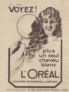 L'Oréal (Hair Care) 1922 Dyes for hair, Hairstyle, d'après Maurice Delhéry
