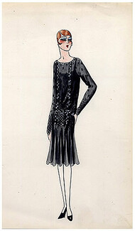 Original Fashion Drawing 1925 Flapper fashion style ''The Garçonne'' Art Deco