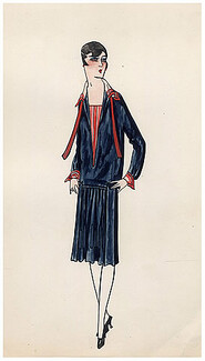 Original Fashion Drawing 1925 Flapper fashion style ''The Garçonne'' Art Deco