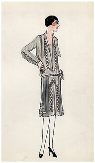 Original Fashion Drawing 1925 Flapper fashion style ''The Garçonne'' Art Deco