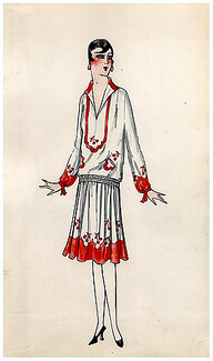 Original Fashion Drawing 1925 Flapper fashion style ''The Garçonne'' Art Deco