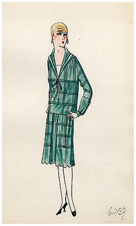 Original Fashion Drawing 1925 Flapper fashion style ''The Garçonne'' Art Deco