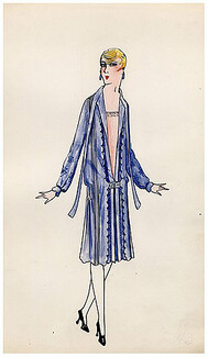Original Fashion Drawing 1925 Flapper fashion style ''The Garçonne'' Art Deco