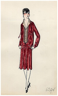 Original Fashion Drawing 1925 Flapper fashion style ''The Garçonne'' Art Deco