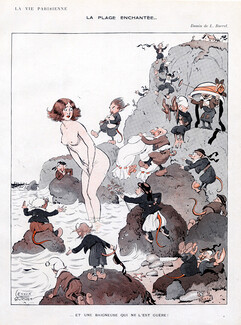 Léonce Burret 1913 Bathing Beauty nude, Bretagne