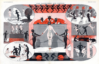 Georges Léonnec 1913 Une Parisienne Aux Enfers, Parisian in Hell, Devil Nude