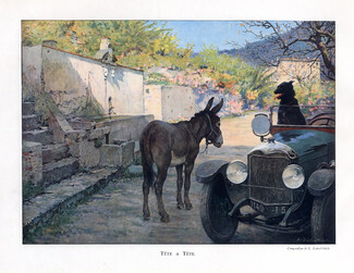 L.Sabattier 1924 Tête A Tête, Donkey & Dog