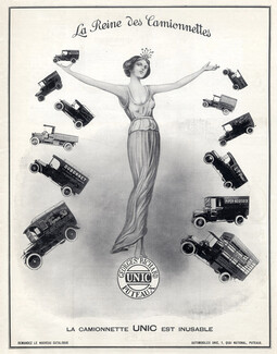 Unic (Cars) 1922 Truck, Advertising Small Vans, Dubonnet, Piver, Piper-Heidsieck...