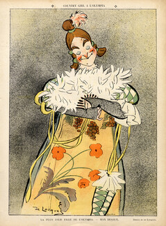 De Losques 1904 Country Girl a l'Olympia, Max Dearly, Caricature