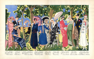 Doeuillet, Doucet, Madeleine & Madeleine, Jeanne Hallée 1923 Summer Dresses, Fashion Illustration, Pochoir