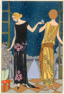 Jeanne Lanvin, Beer 1923 Evening Gown, Fashion Illustration, Pochoir