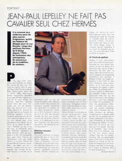 Jean-Paul Lepelly ne fait pas cavalier seul chez Hermès, 1989 - Perfumes, Text by Elisabeth Barillé, 1 pages