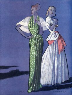 René Gruau 1946 Bruyère & Madeleine Vramant, Evening Gown