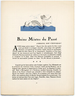 Bains Mixtes du Passé, 1924 - Charles Martin, Mermaid. La Gazette du Bon Ton, 1924-1925 n°1, Text by George Cecil, 4 pages
