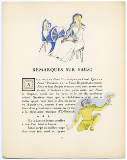 Remarques sur Faust, 1924 - Maurice Van Moppès. La Gazette du Bon Ton, 1924-1925 n°1, Text by Maurice Van Moppès, 4 pages