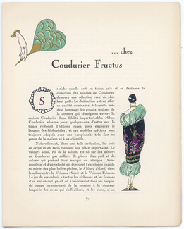 Chez Coudurier Fructus, 1924 - L'Hom. La Gazette du Bon Ton, 1924-1925 n°2, Text by Clercé, 4 pages