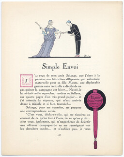 Simple Envoi, 1924 - Jacqueline Jacques Duché, Marquise de Sévigné. La Gazette du Bon Ton, 1924-1925 n°3, Texte par Jacqueline Jacques-Duché, 4 pages