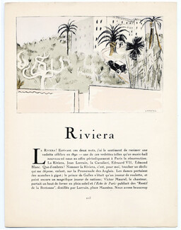 Riviera, 1924 - Roger Chastel 1924-25 Gazette du Bon Ton, Texte par Gerard Bauër, 4 pages
