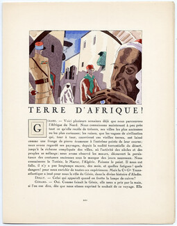 Terre d'Afrique, 1924 - Hubert Giron 1924-25 Africa, Transatlantic Liner, Dolly, Gazette du Bon Ton, Text by J. N. Faure-Biguet, 4 pages