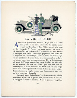 La Vie en Bleu, 1924 - Jean Grangier 1924-25 Renault, Riviera, Gazette du Bon Ton, Text by James de Coquet, 4 pages