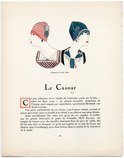 Le Casoar, 1925 - Jean Grangier 1924-25 Monique Verneuil, Hermes Belts, Hats Gaby Mono, Gazette du Bon Ton, Text by Clercé, 4 pages