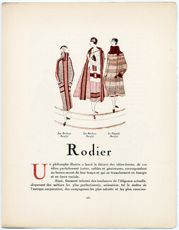Rodier, 1925 - Jean Grangier 1924-25 Le Burafyl, Gazette du Bon Ton, Worth, Text by Clercé, 4 pages
