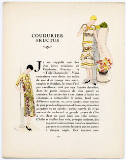 Coudurier Fructus, 1925 - Montbrun 1924-25 Gazette du Bon Ton, Texte par Clercé, 4 pages