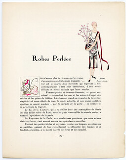 Robes Perlées, 1925 - Montbrun 1924-25 Jeanne Lanvin, Pearls Schwenk Fils, Gazette du Bon Ton, Text by Clercé, 4 pages