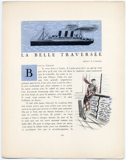 La Belle Traversée, 1925 - Jacques Demachy 1924-25 Transatlantic Liner Le Paris, Gazette du Bon Ton, Dolly, Texte par J. N. Faure-Biguet, 4 pages