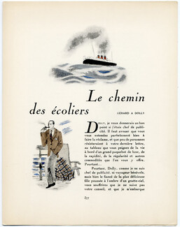 Le chemin des écoliers, 1925 - Jacques Demachy 1924-25 Transatlantic Liner De Grasse, Gazette du Bon Ton, Dolly, Texte par J. N. Faure-Biguet, 4 pages