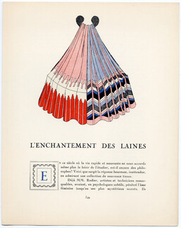 L'Enchantement des Laines, 1925 - Jean Grangier 1924-25 Rodier, Gazette du Bon Ton, Text by Alice Baudouin, 4 pages
