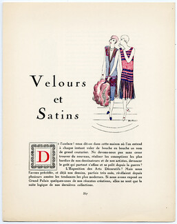 Velours et Satins, 1925 - Montbrun 1924-25 Chatillon Mouly Roussel, Gazette du Bon Ton, Texte par Alice Baudouin, 4 pages