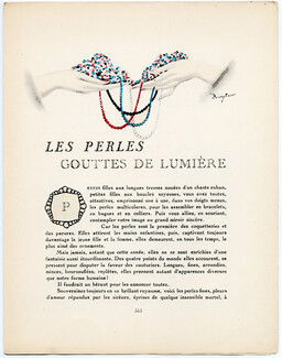 Les Perles Gouttes de Lumière, 1925 - Zinoview (Zinovieff) 1924-25 Pearls Schwenk Fils, Gazette du Bon Ton, 4 pages