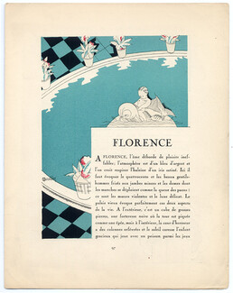 Florence, 1923 - Charles Martin City, Italia, Gazette du Bon Ton, Texte par George Barbier, 4 pages