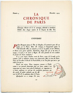 Uniformes, 1923 - Gazette du Bon Ton Military, Texte par Teresa Kilham, 3 pages