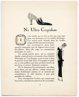 Ne Ultra Crepidam, 1923 - Pierre Mourgue, Perugia. La Gazette du Bon Ton, n°4, Texte par Coriandre, 4 pages