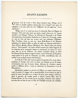 Avant-Saison, 1923 - Maurice Van Moppès. La Gazette du Bon Ton, n°4, Texte par Maurice Van Moppès, 4 pages