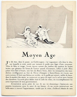 Histoire du Moyen Age, 1924 - Charles Martin, Roi Carlovingien. La Gazette du Bon Ton, n°7, Text by Marcel Astruc, 4 pages