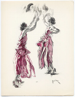 Etienne Drian 1924 Silhouettes, Fashion Illustration, Gazette du Bon Ton, 4 pages