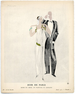 Soir de Paris, 1922 - Pierre Mourgue, Robe du soir de Martial et Armand. La Gazette du Bon Ton, n°1 — Planche 5